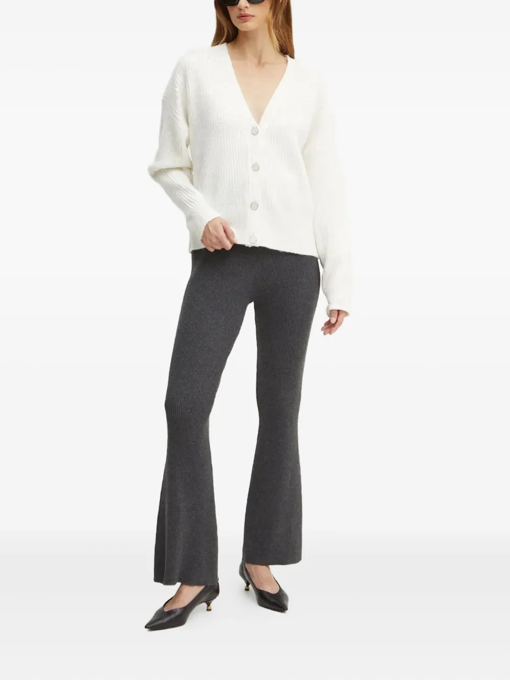 Guess Usa V-neck Long-sleeve Cardigan In White