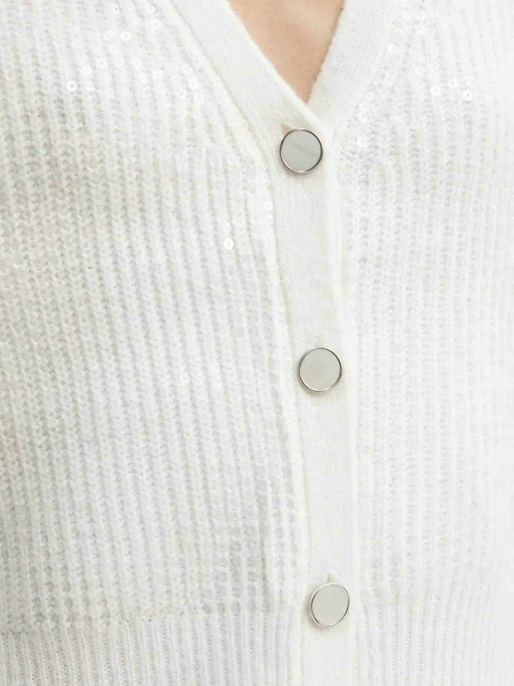 Guess Usa V-neck Long-sleeve Cardigan In White