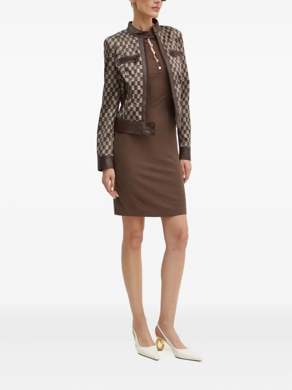 GUESS USA Mini-jurk met korte mouwen en logodetail - Bruin