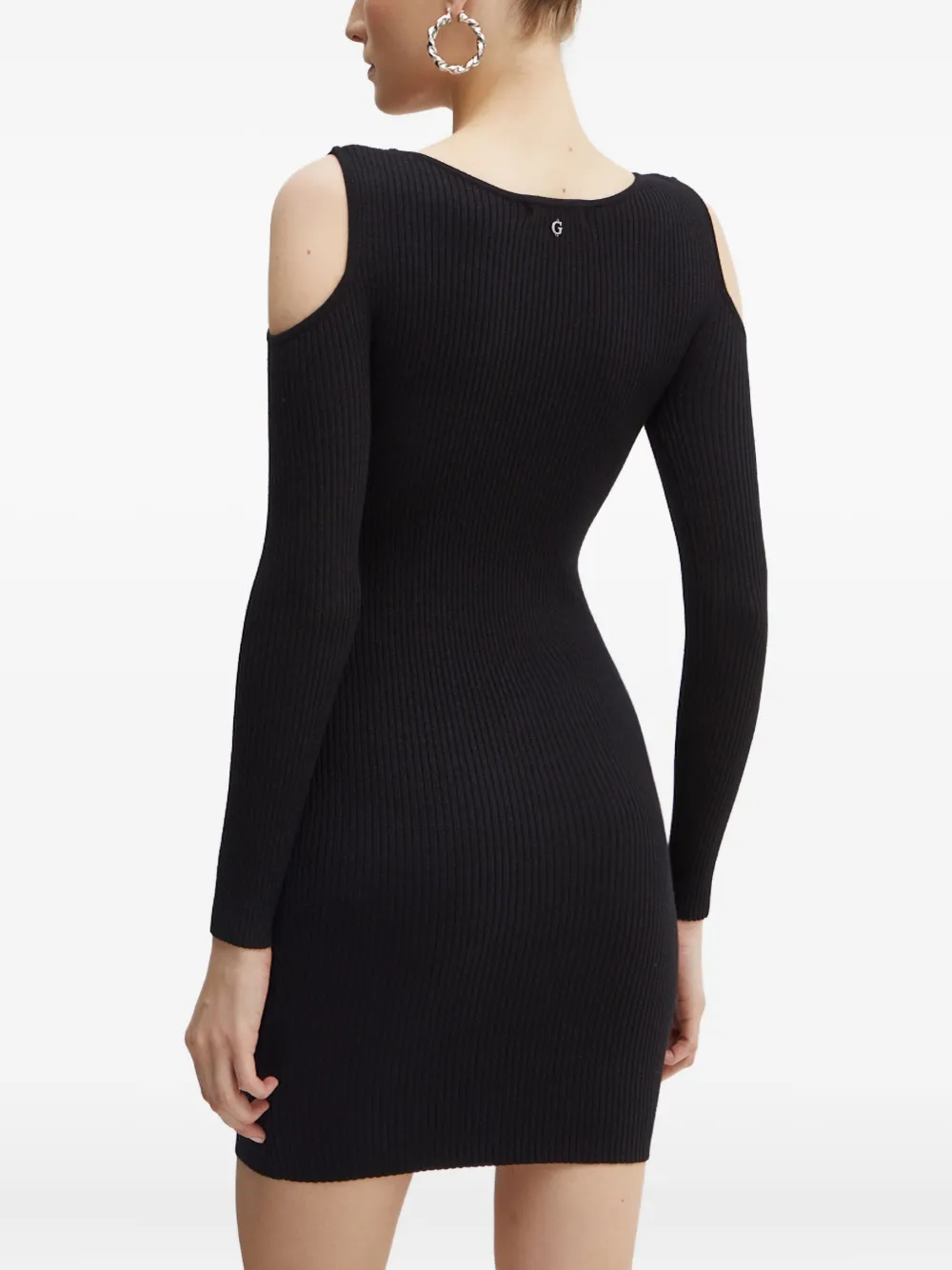 Guess Usa Cold-shoulder Long-sleeve Mini Dress In Black