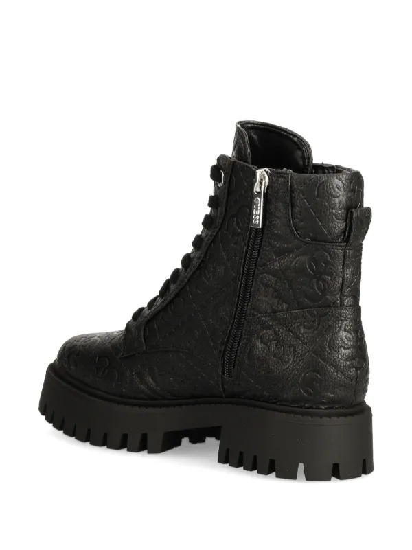 GUESS USA debossed monogram Boots Black FARFETCH UK