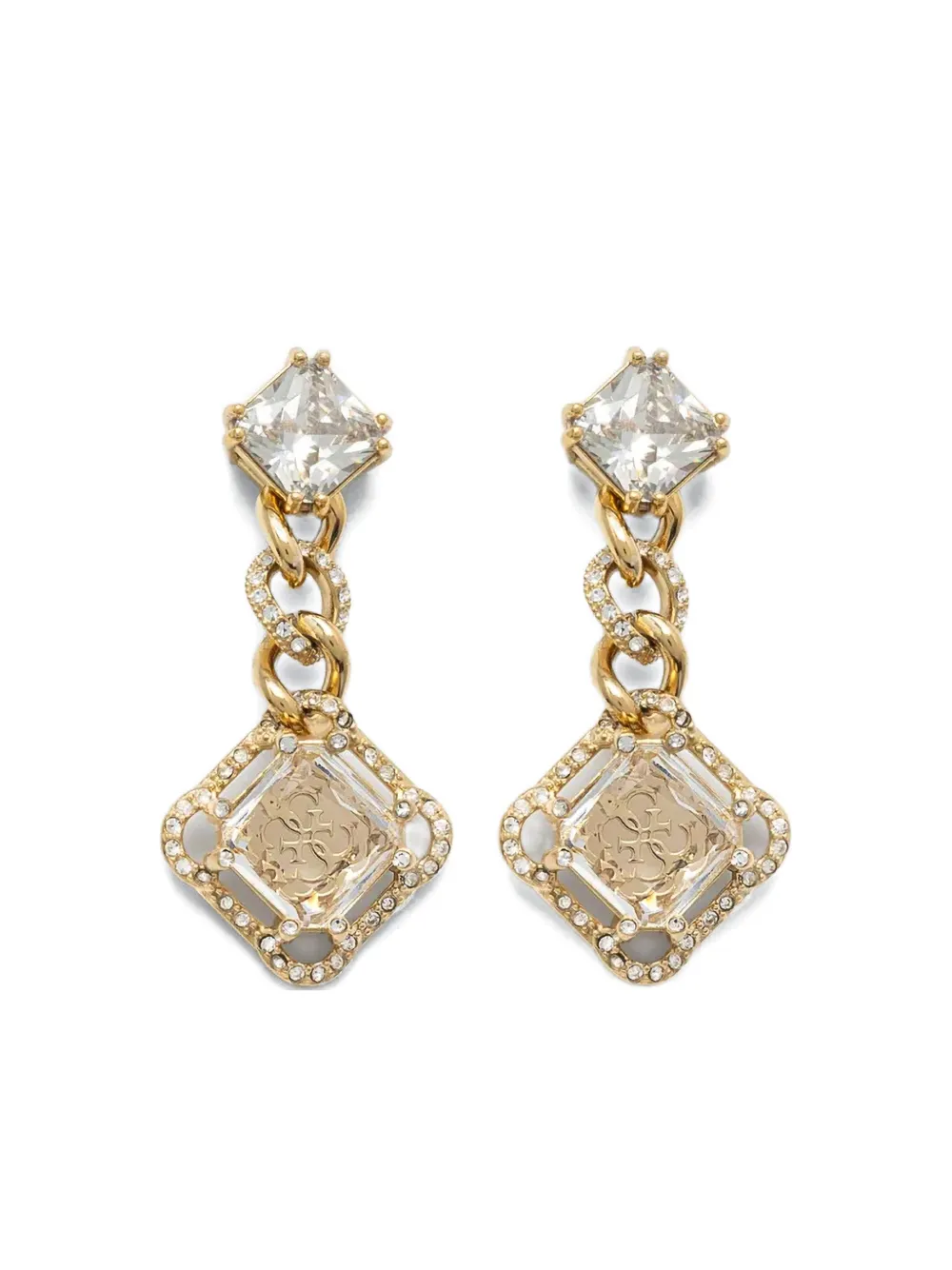 GUESS USA square-cut-pendant drop earrings - Oro