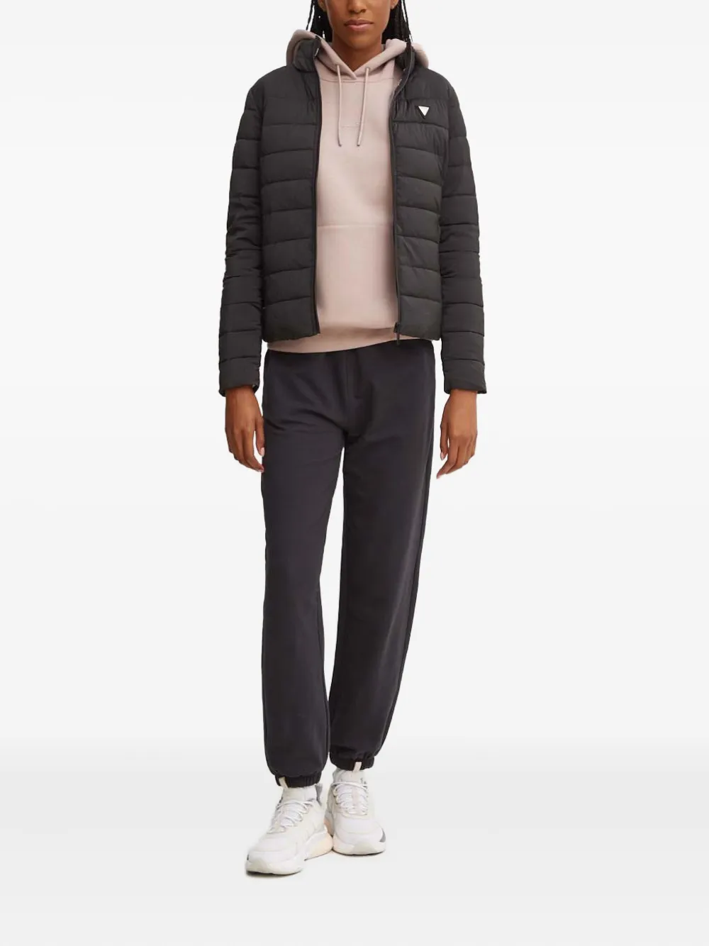 GUESS USA Gewatteerd jack met logodetail Zwart