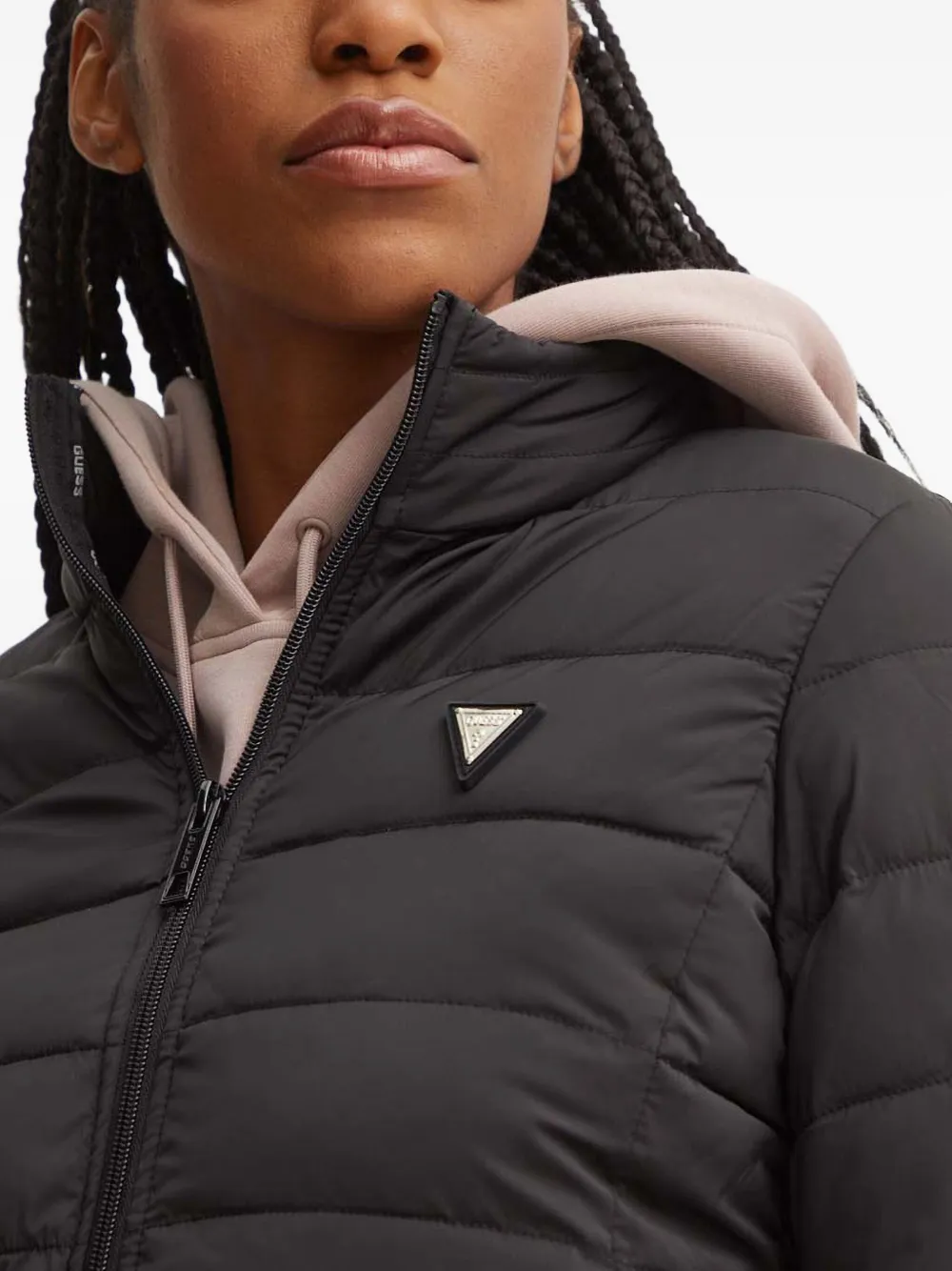 GUESS USA Gewatteerd jack met logodetail Zwart