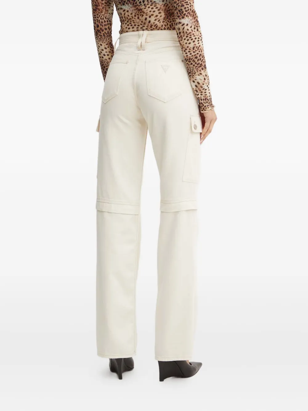 Guess Usa Cargo-pocket Denim Jeans In White