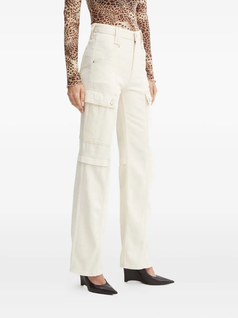 Guess Usa Cargo-pocket Denim Jeans In White