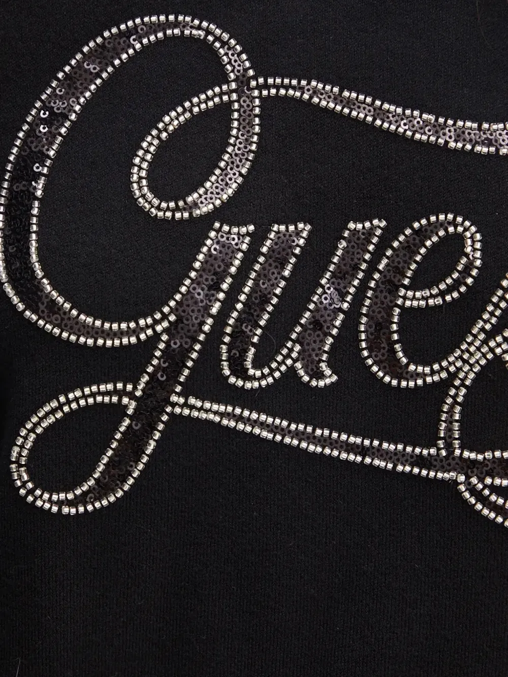 Guess Usa Sequin-embellished Crew-neck Sweatshirt In Black