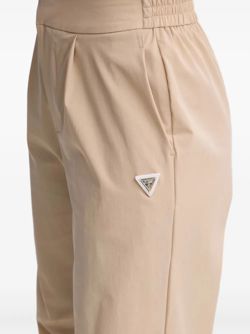 Guess Usa Elastic-waist Pleated Trousers In Neutral