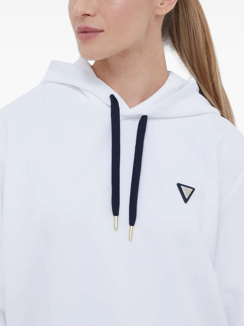 Guess Usa Long-sleeve Logo-detail Hoodie In White