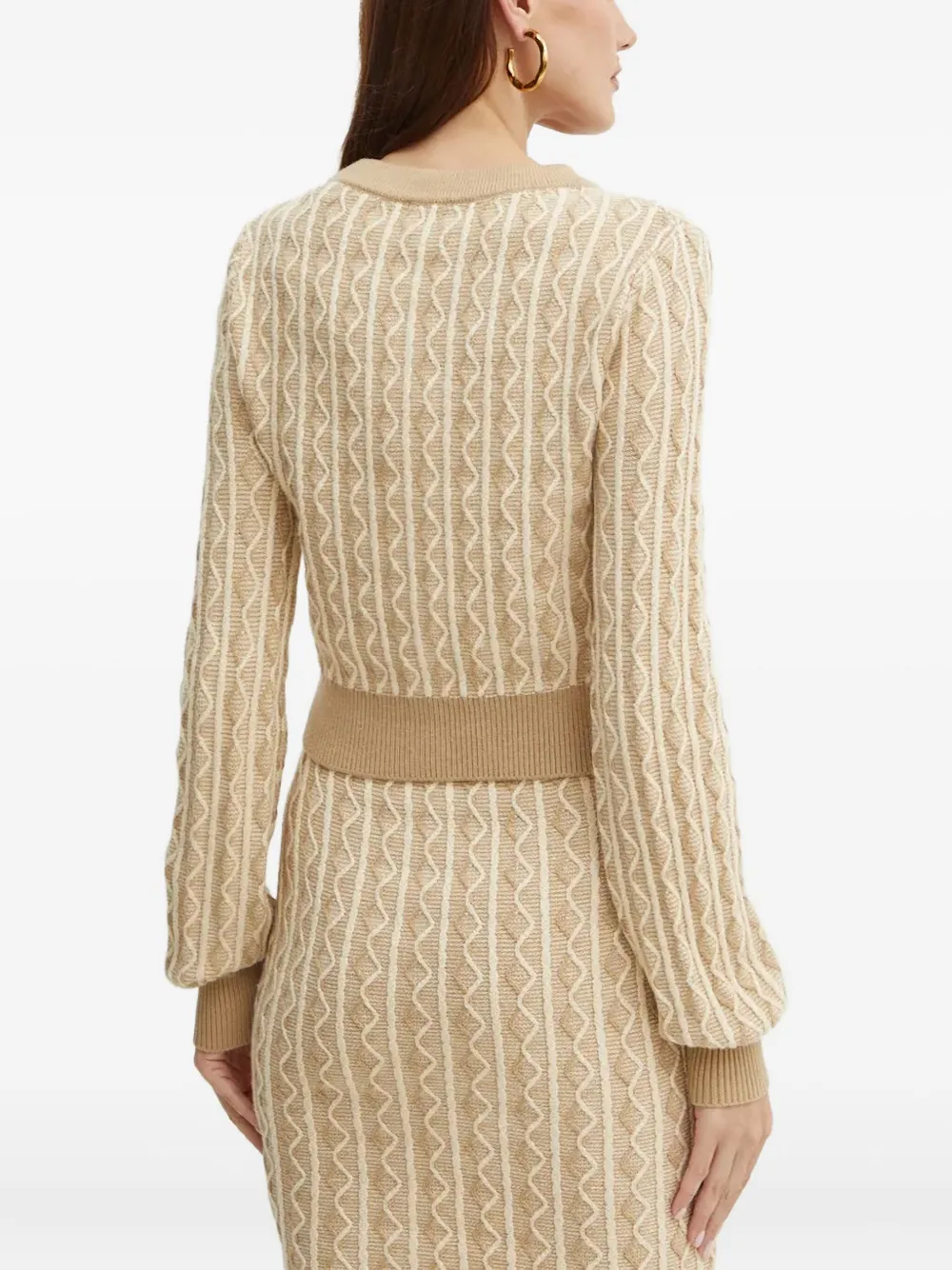 Guess Usa Long-sleeve Cable-knit Cardigan In Brown