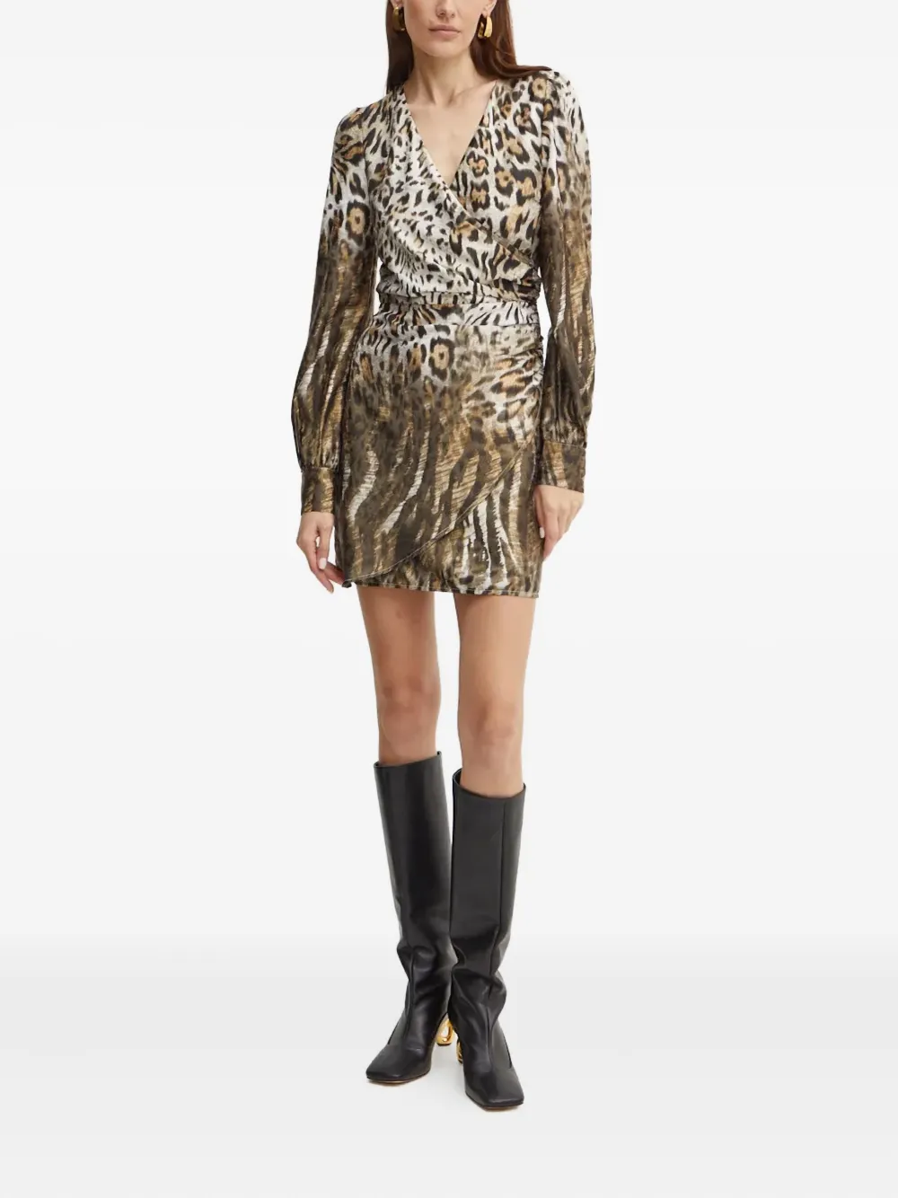 GUESS USA Mini-jurk met dierenprint en lange mouwen - Bruin