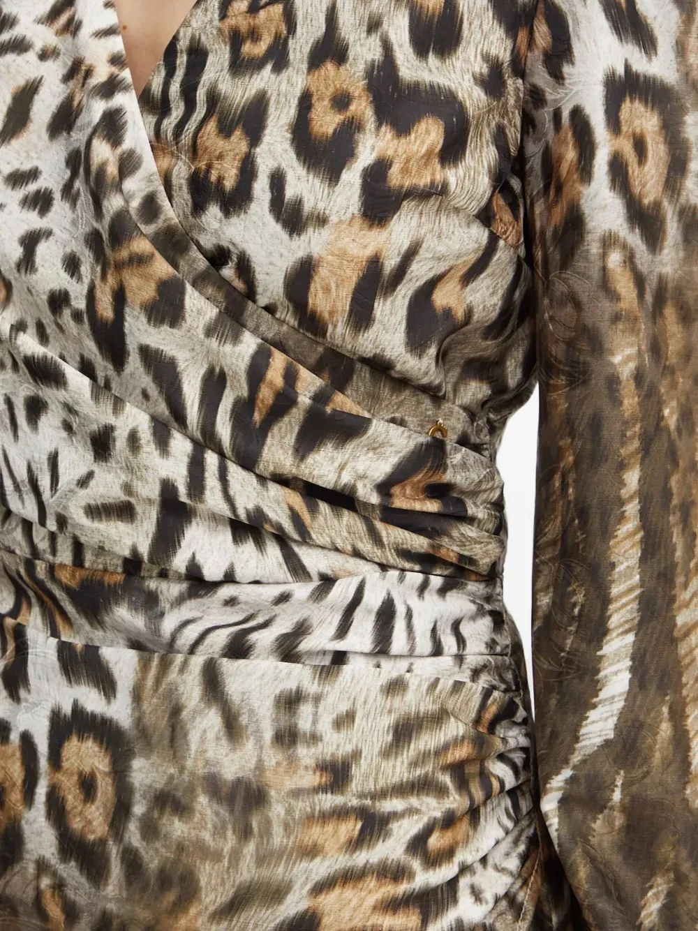 Guess Usa Long-sleeve Animal-print Mini Dress In Brown