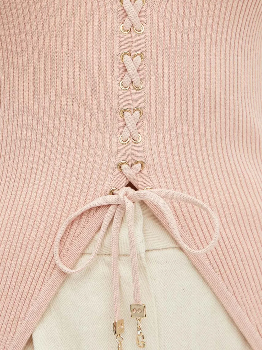 Guess Usa Lace-up Top In Pink