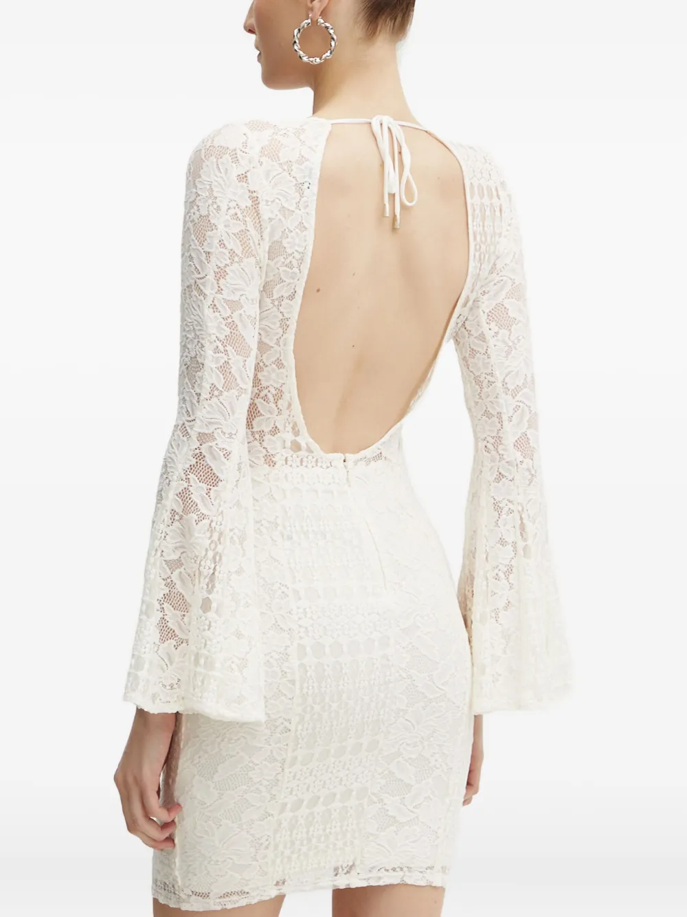 Guess Usa Lace Open-back Mini Dress In White