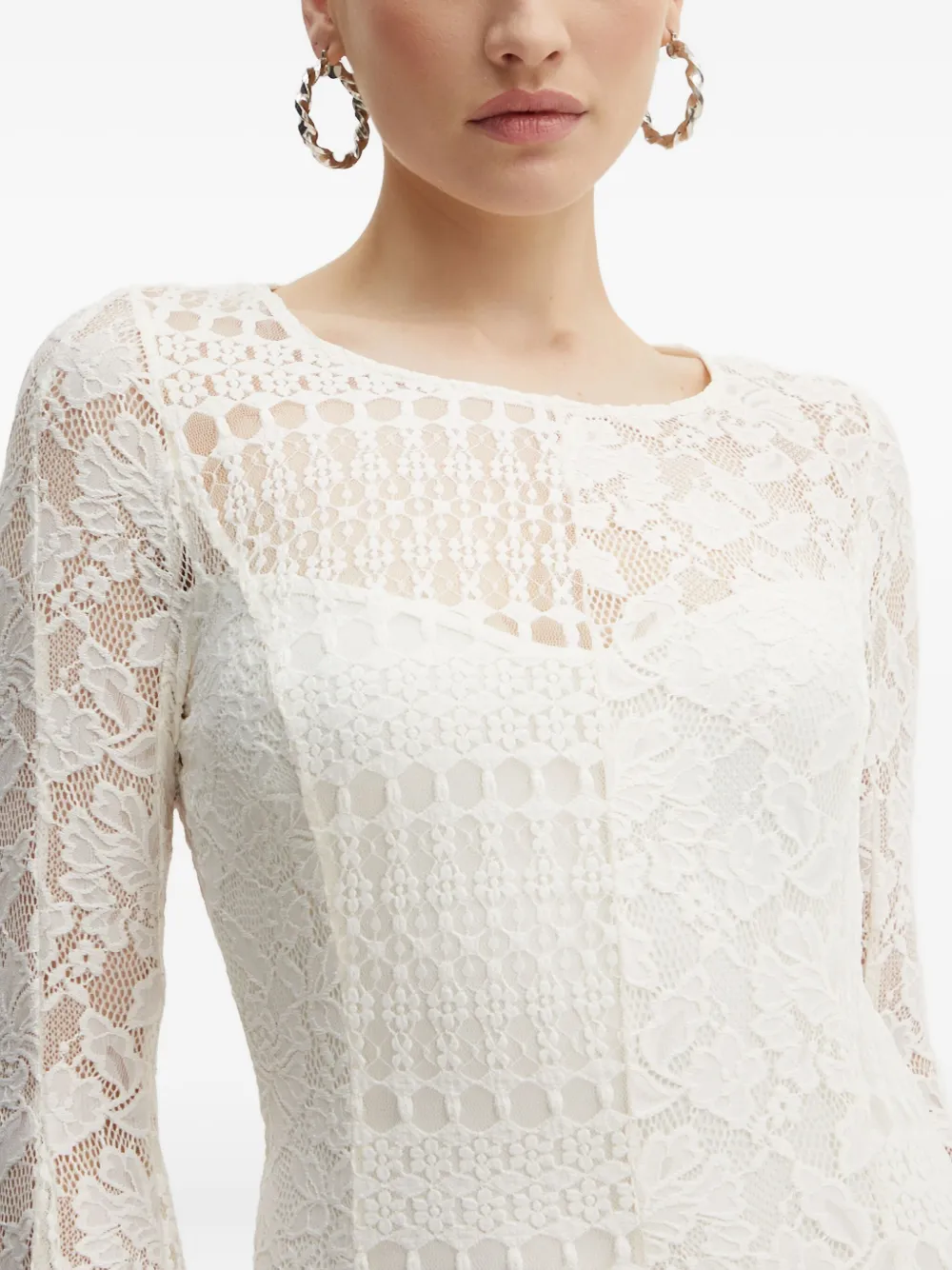 Guess Usa Lace Open-back Mini Dress In White