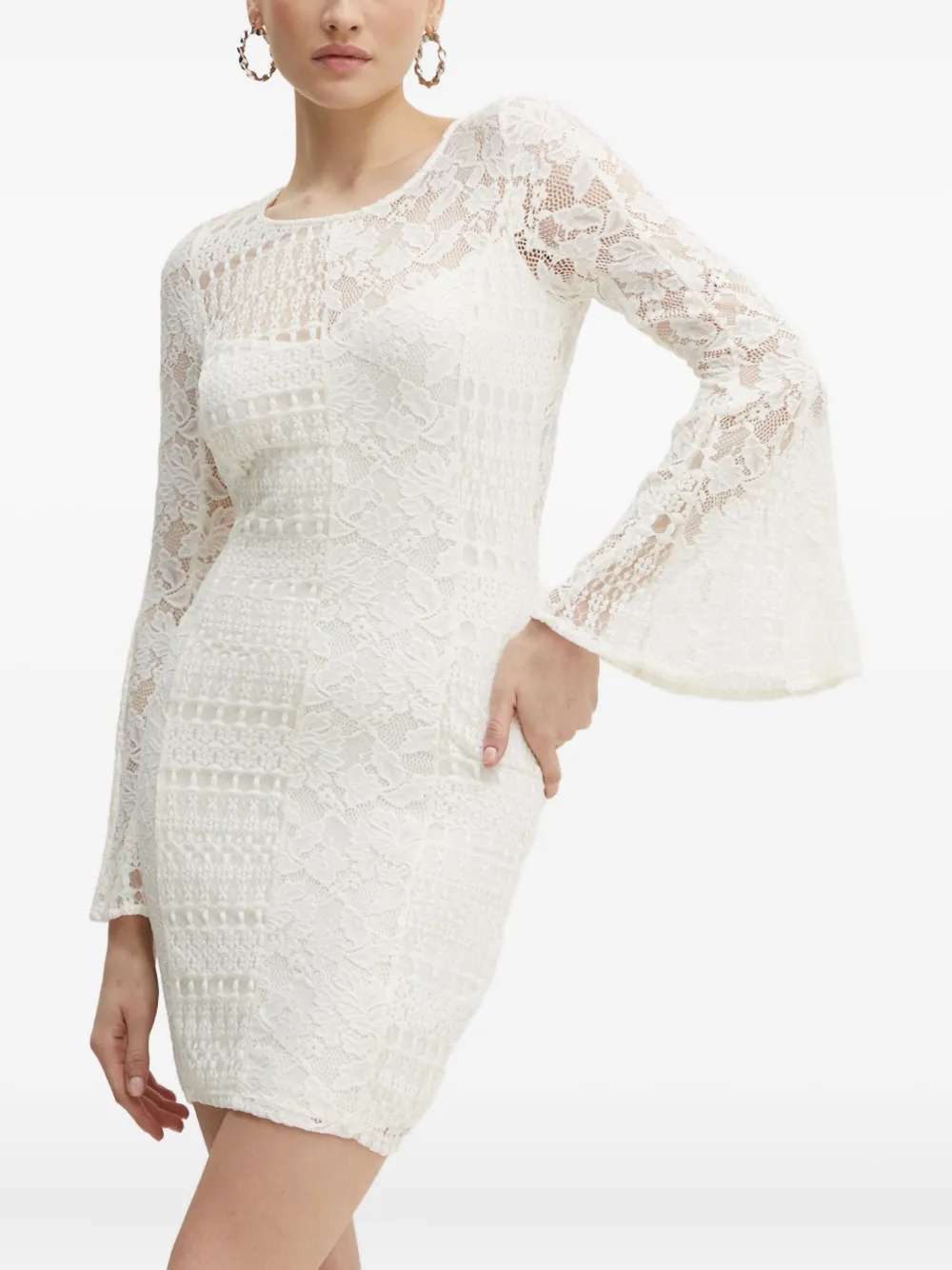 Guess Usa Lace Open-back Mini Dress In White