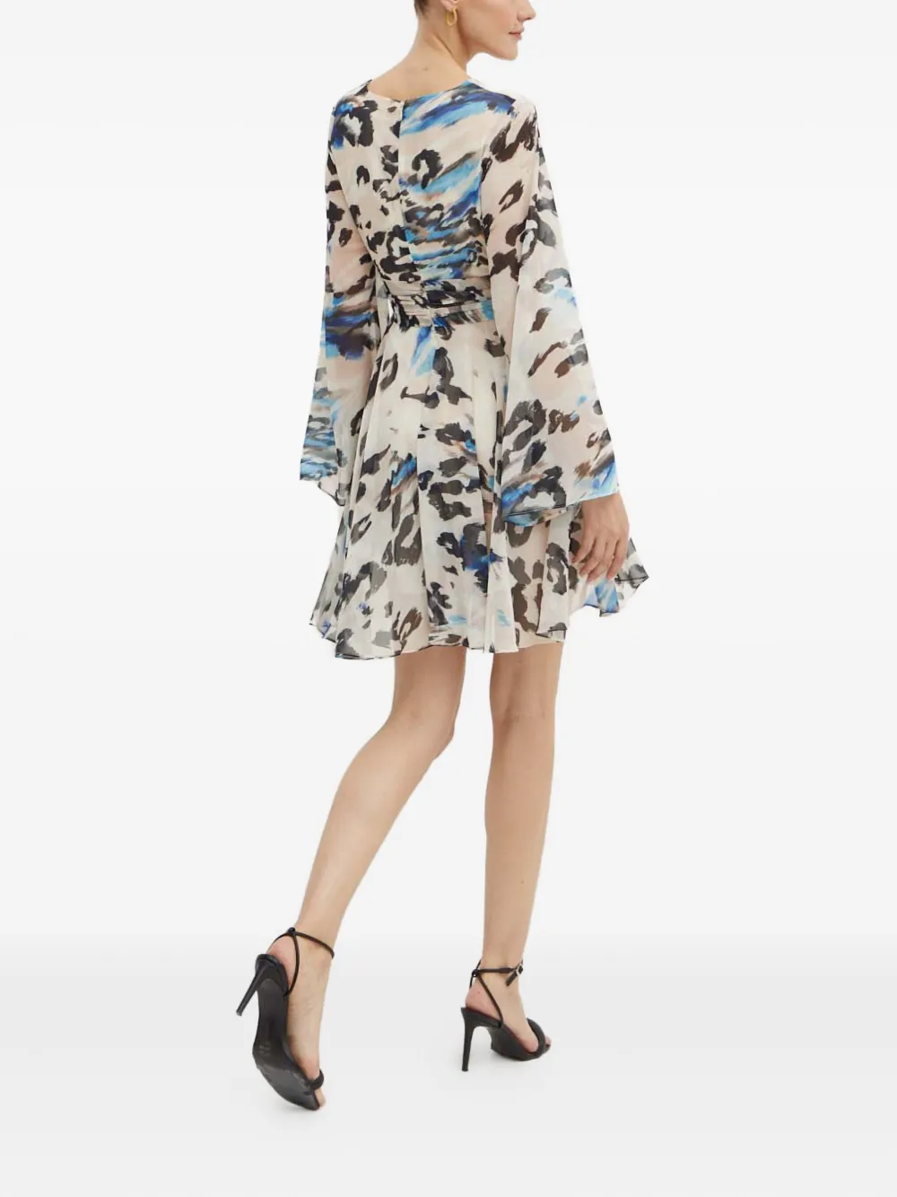 GUESS USA Mini-jurk met flared mouwen en print Beige