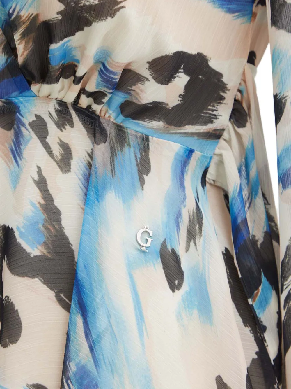 GUESS USA Mini-jurk met flared mouwen en print Beige