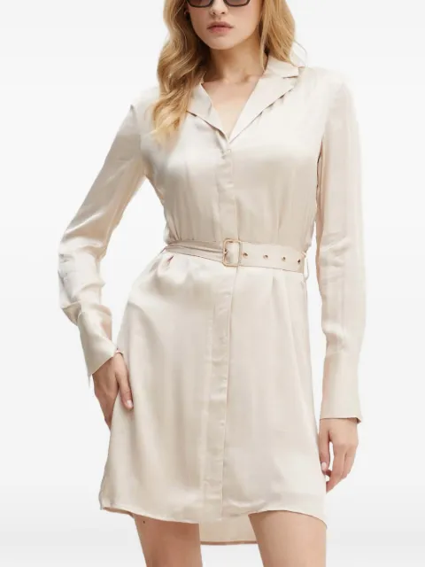 GUESS USA belted-waist collared mini shirt dress