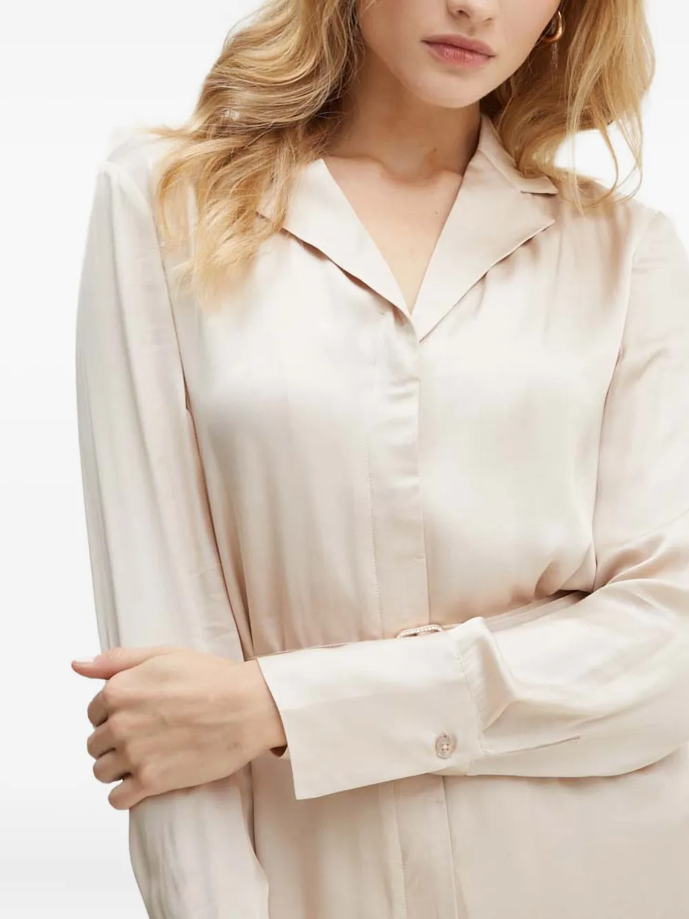 Guess Usa Belted-waist Collared Mini Shirt Dress In Neutral