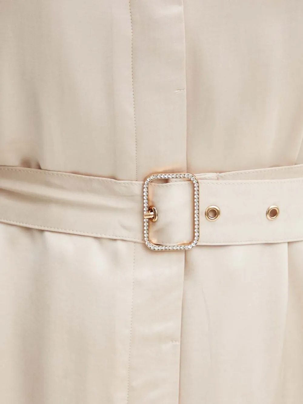 Guess Usa Belted-waist Collared Mini Shirt Dress In Neutral