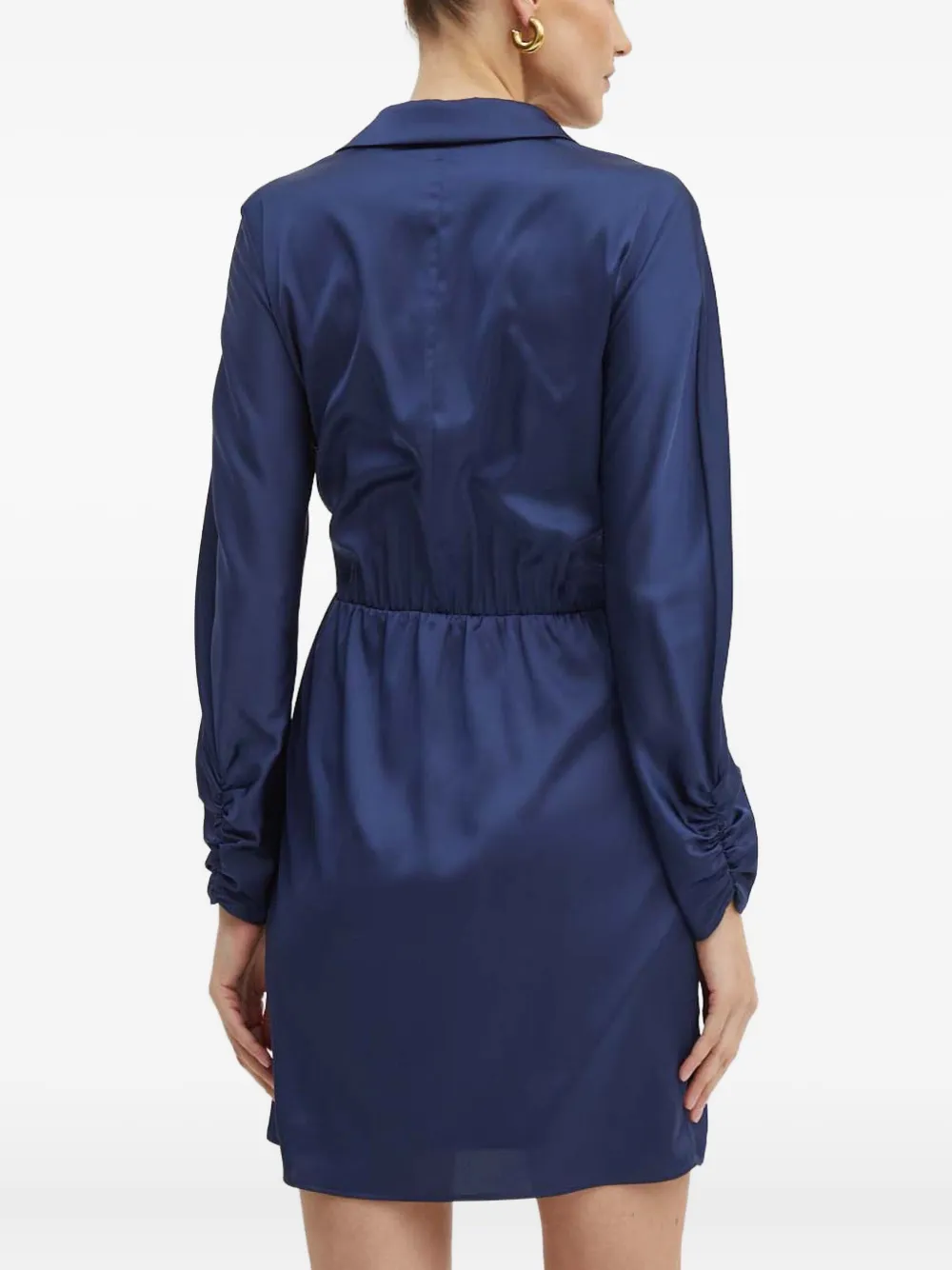 Guess Usa Collared-neckline Mini Wrap Dress In Blue