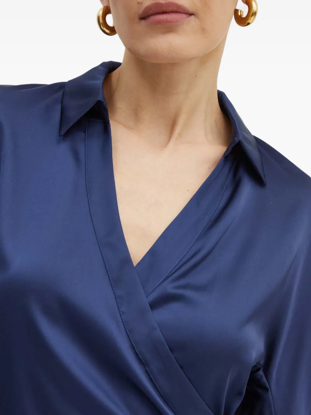 Guess Usa Collared-neckline Mini Wrap Dress In Blue