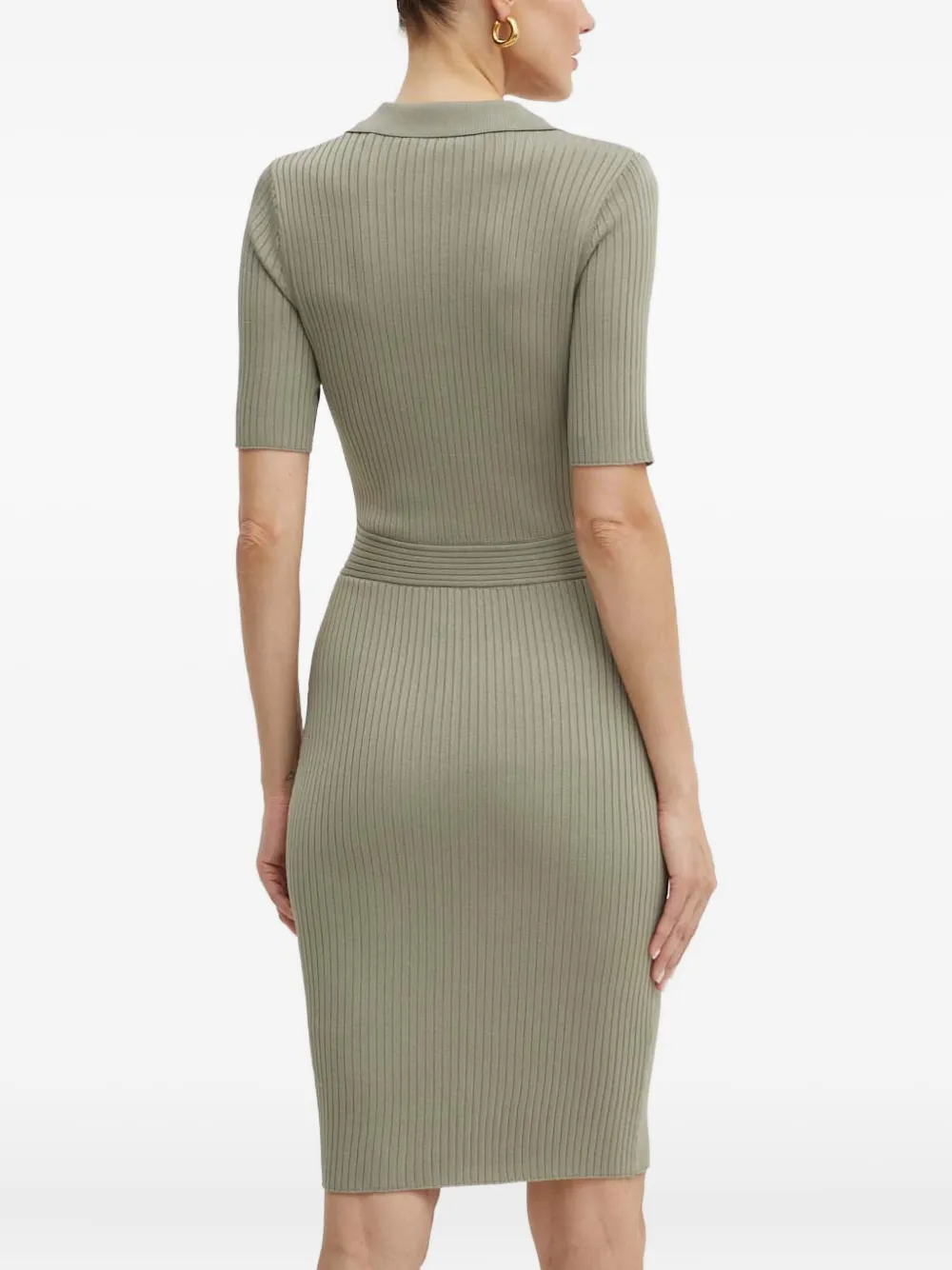 Guess Usa Ribbed Button Mini Dress In Green