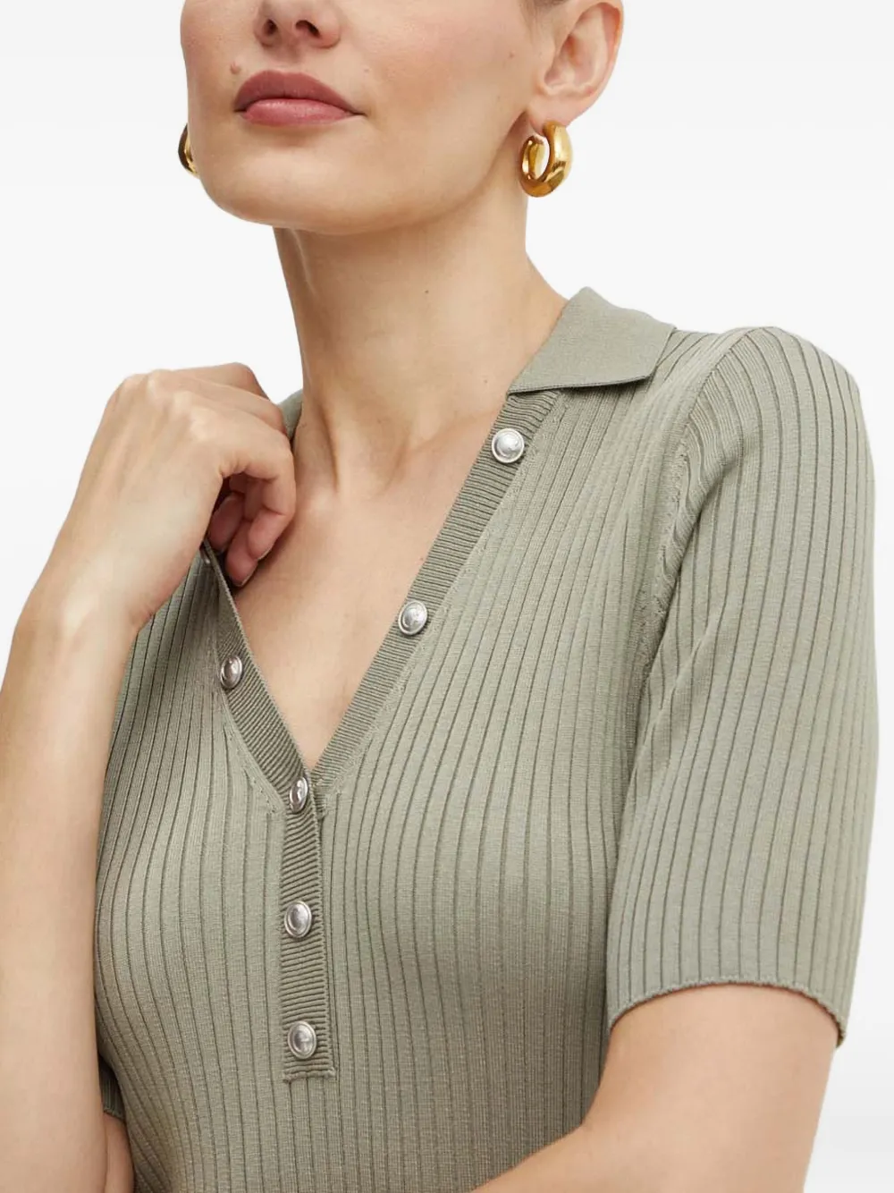 Guess Usa Ribbed Button Mini Dress In Green