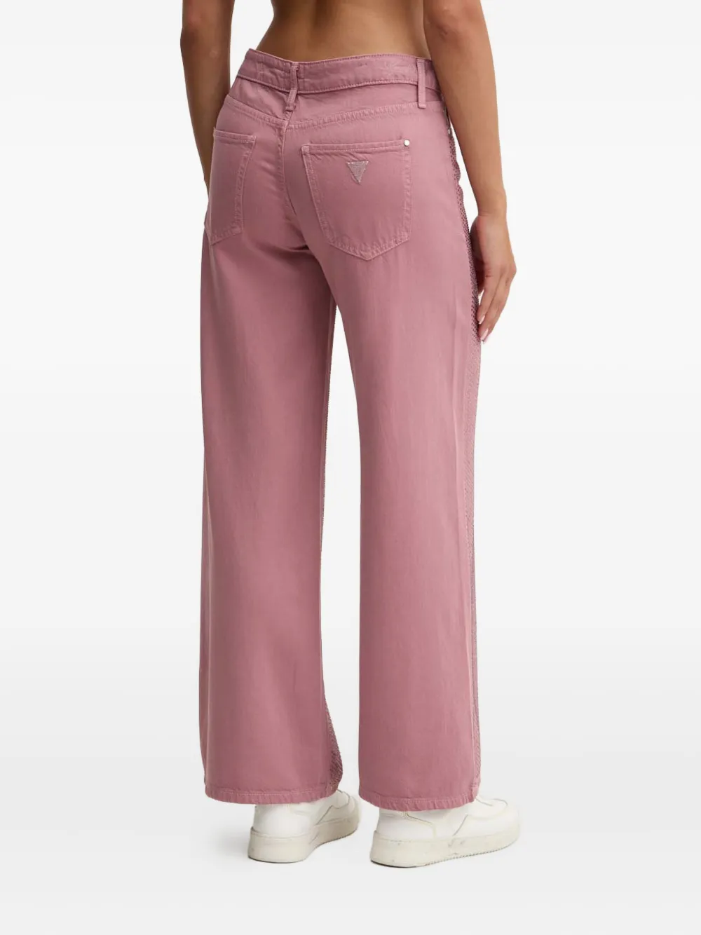 Guess Usa Rhinestone-embellished Denim Jeans In Pink