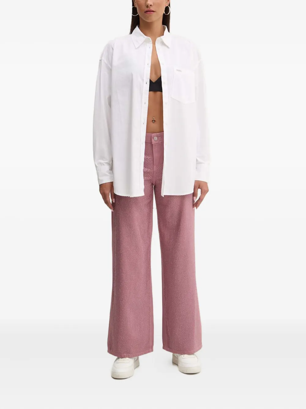 GUESS USA Jeans verfraaid met stras - Roze
