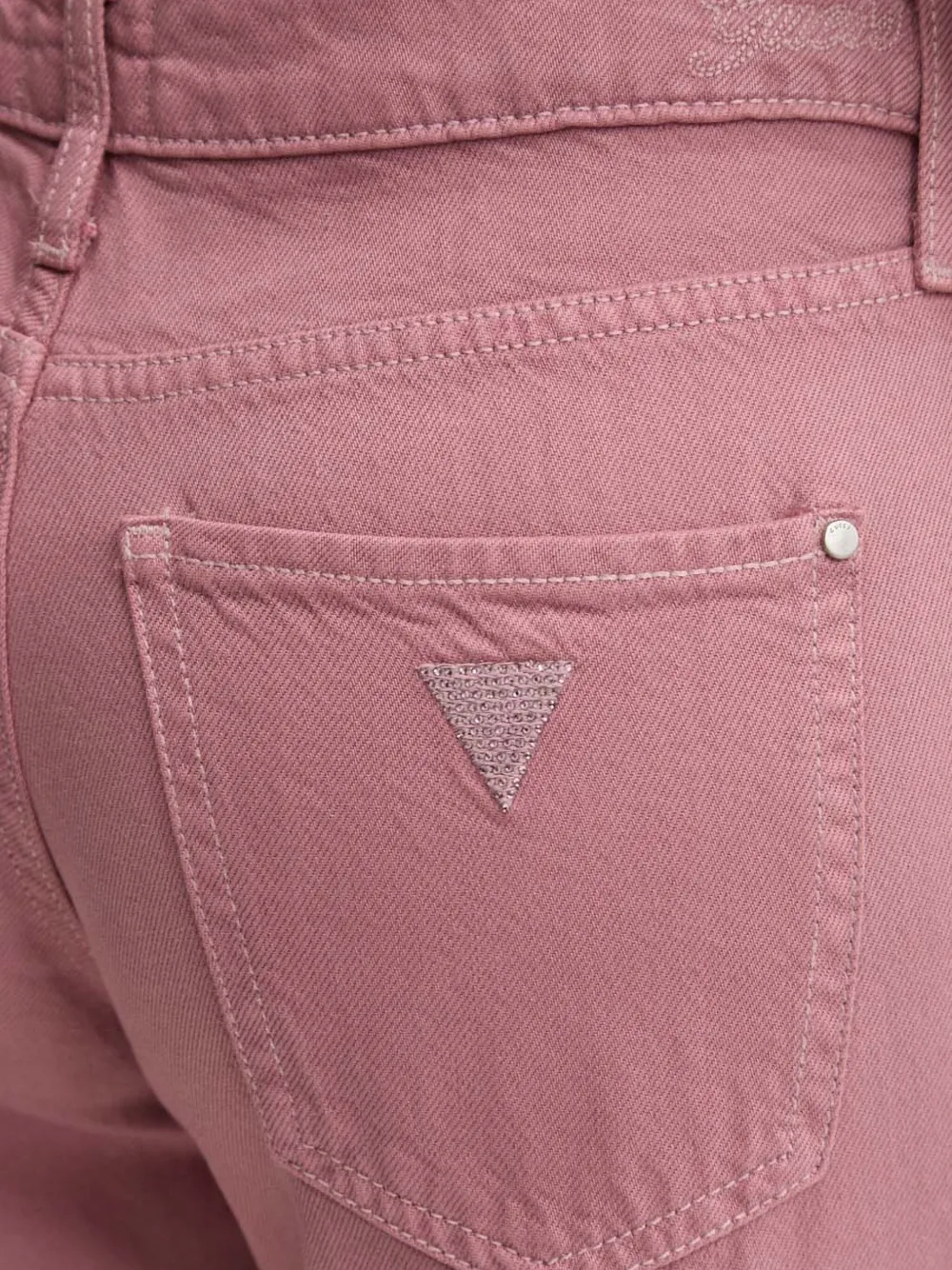 Guess Usa Rhinestone-embellished Denim Jeans In Pink