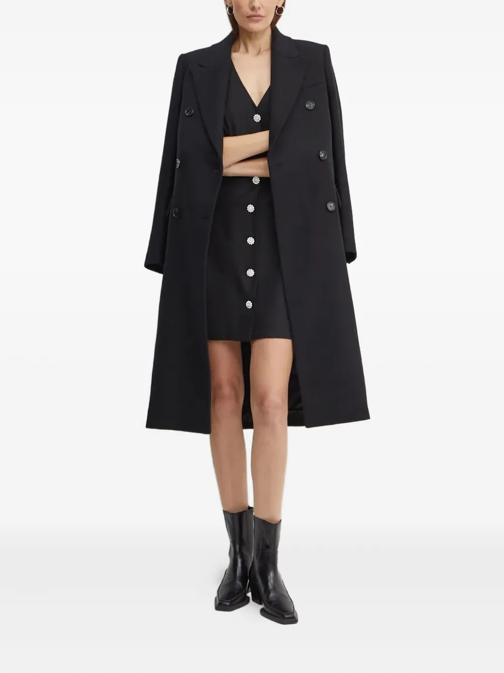 GUESS USA Mini-jurk met V-hals en knopen - Zwart