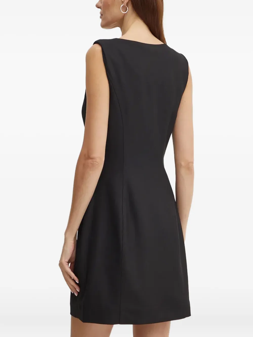 Guess Usa Button V-neck Mini Dress In Black