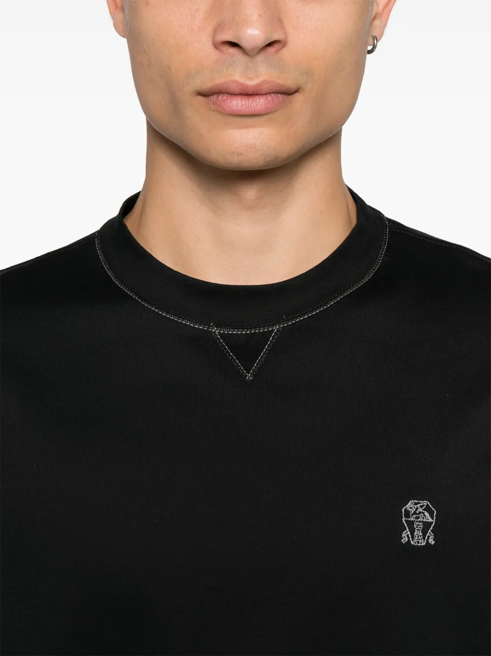 Brunello Cucinelli T-shirt met geborduurd logo Zwart
