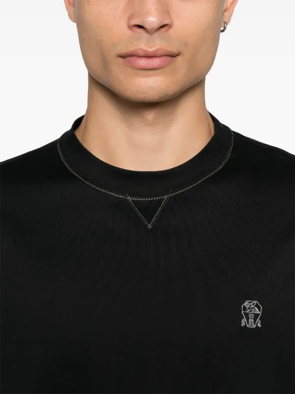 Brunello Cucinelli embroidered-logo T-shirt | Black