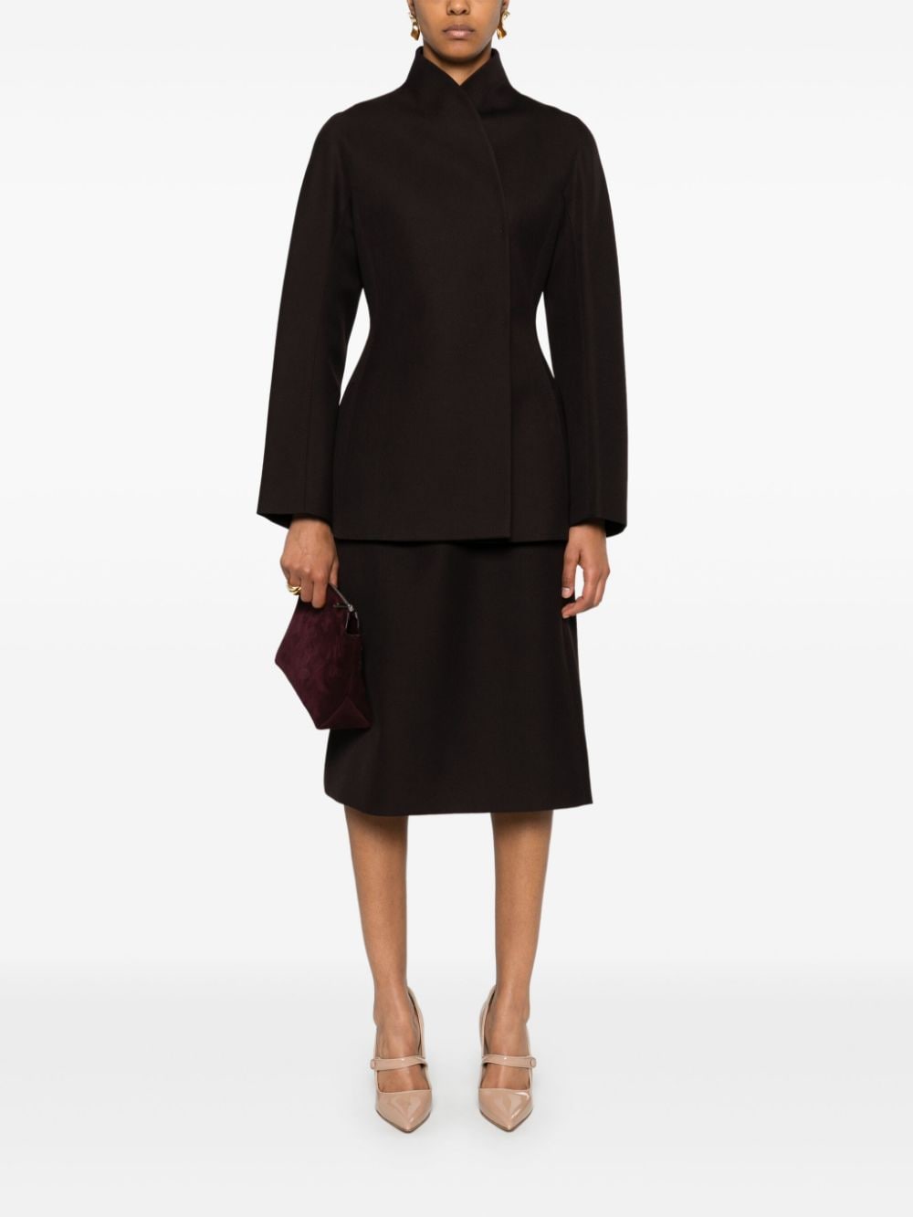 Shop Fendi Grain De Poudre Blazer In Brown