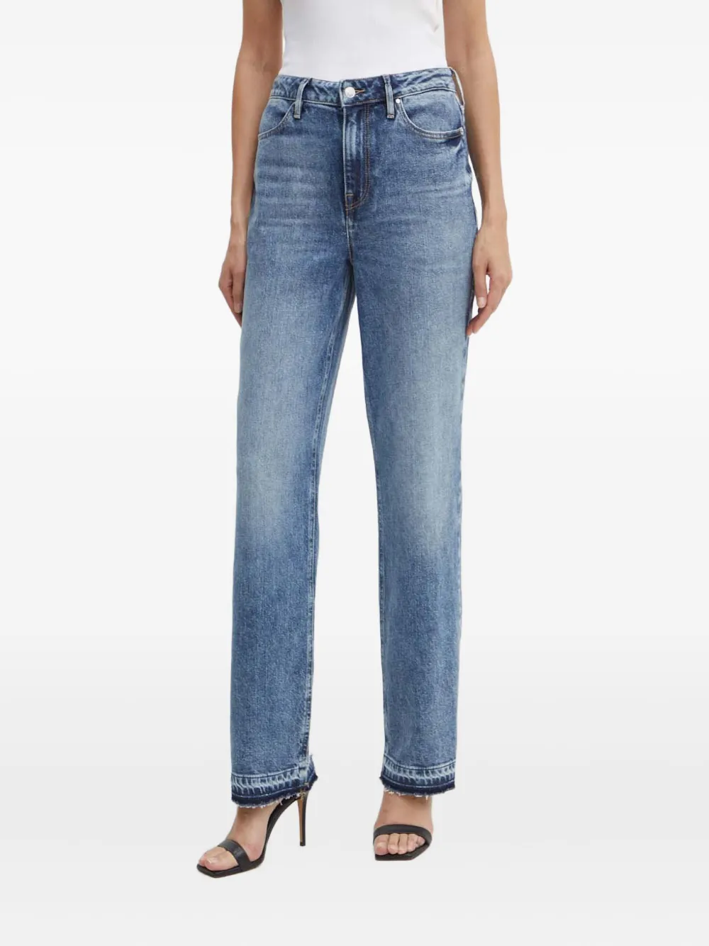 Guess Usa Frayed-effect Denim Jeans In Blue