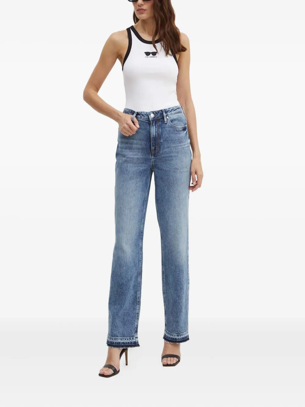 GUESS USA Denim jeans met franje - Blauw