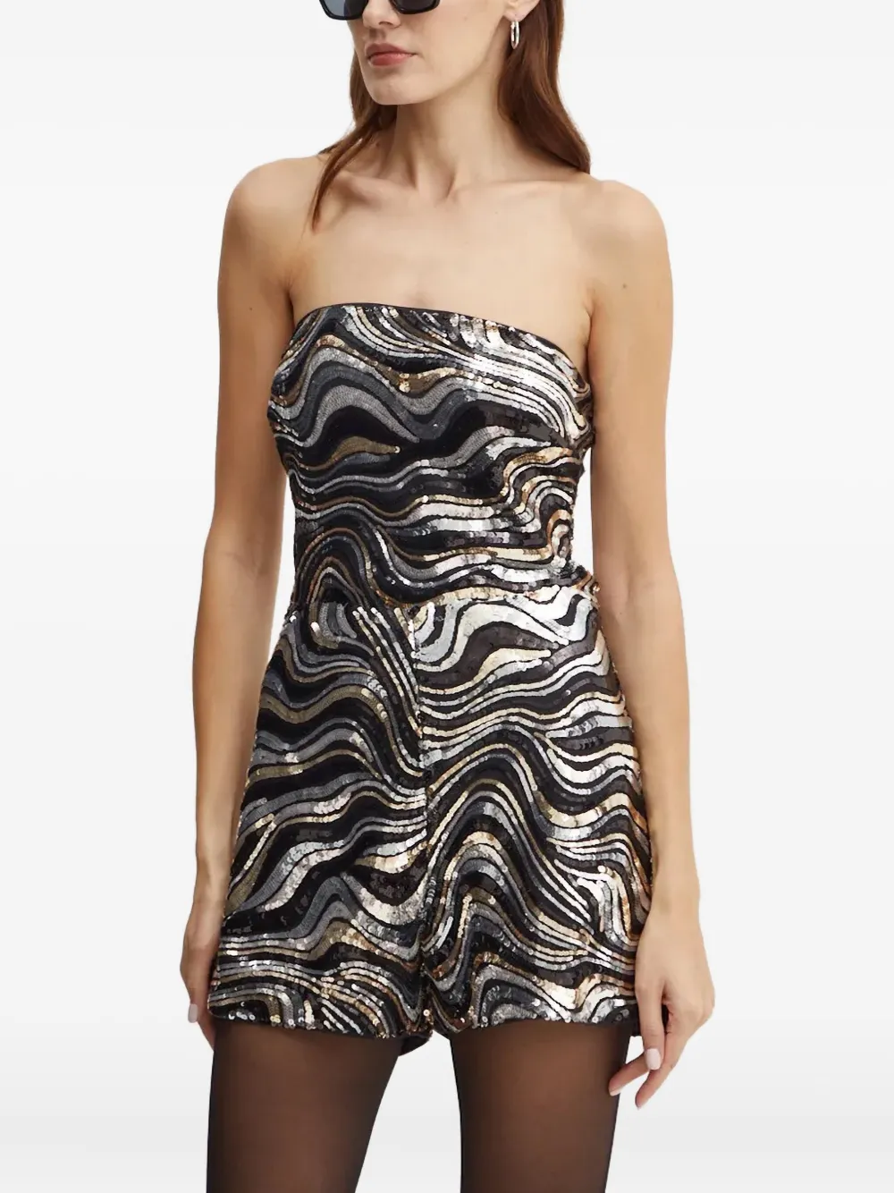 Guess Usa Strapless Playsuit In Multi