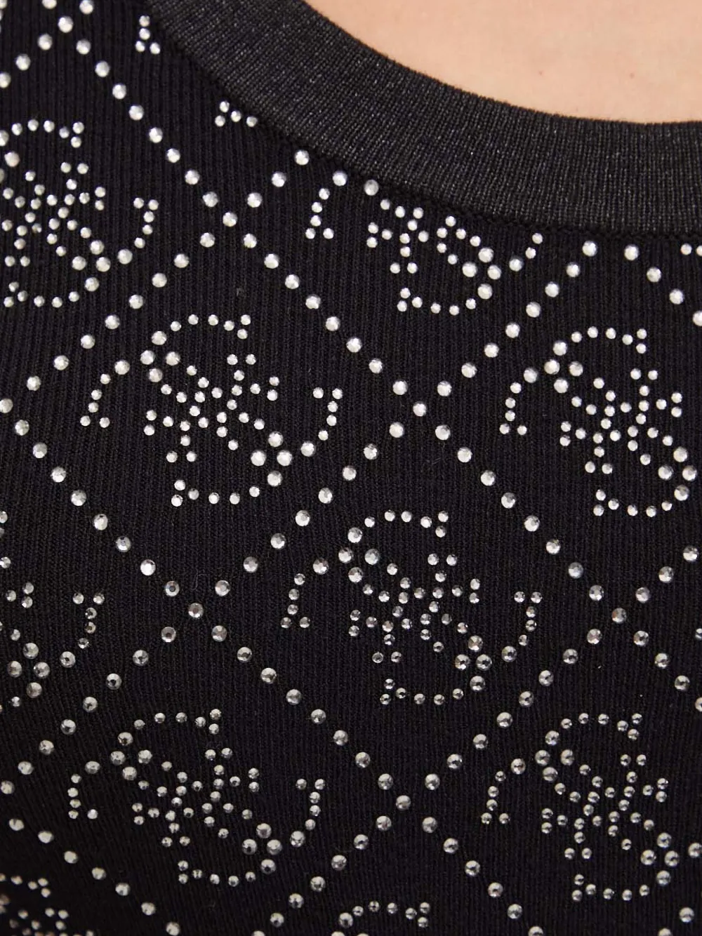 Guess Usa Monogram-pattern Short-sleeve Mini Dress In Black
