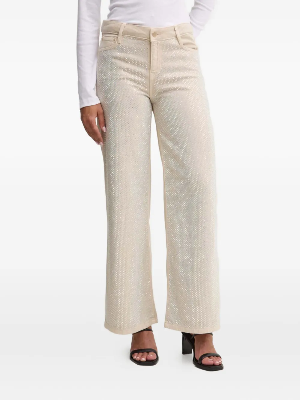 Guess Usa Rhinestone Embellished Jeans In Neutral