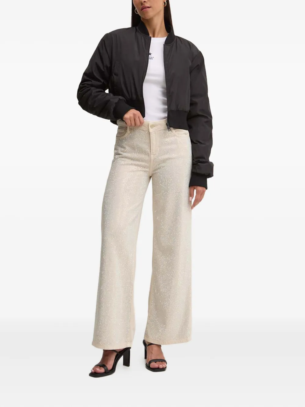 GUESS USA Jeans verfraaid met stras - Beige