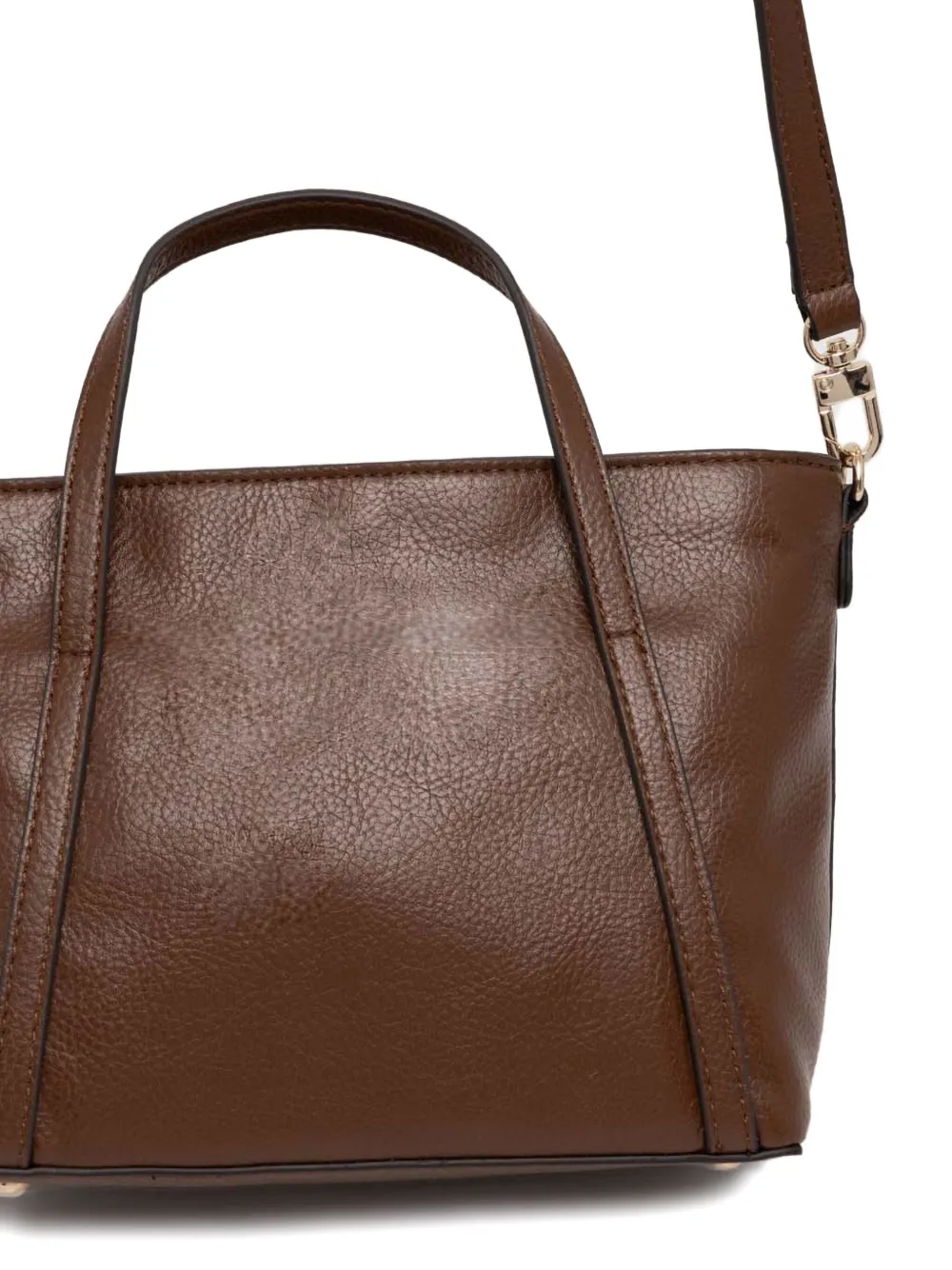 Guess Usa Structured Leather Tote Bag In Brown