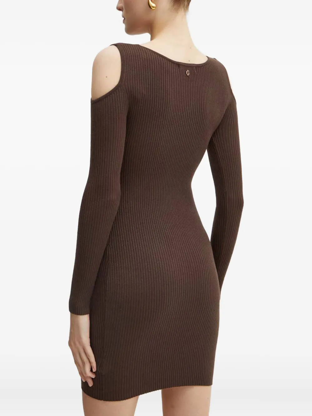 Guess Usa Cut-out Ribbed Mini Dress In Brown