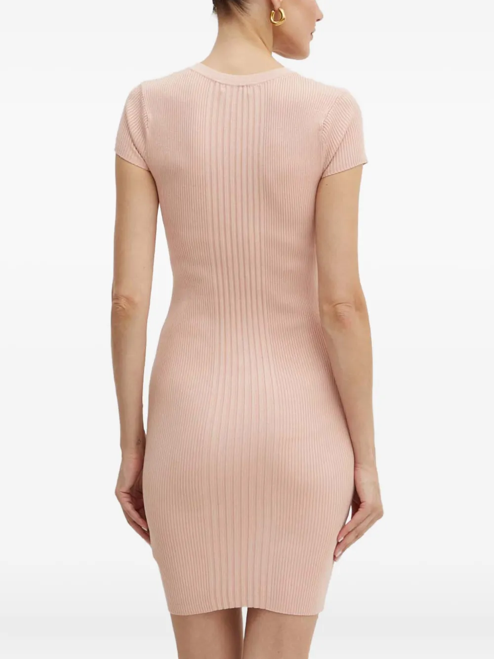 Guess Usa Ribbed Lace-up Mini Dress In Pink