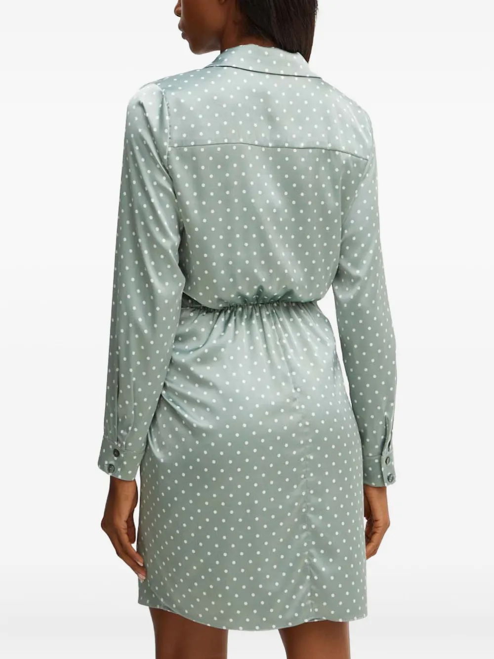 Guess Usa Polka-dot Tie Mini Dress In Green