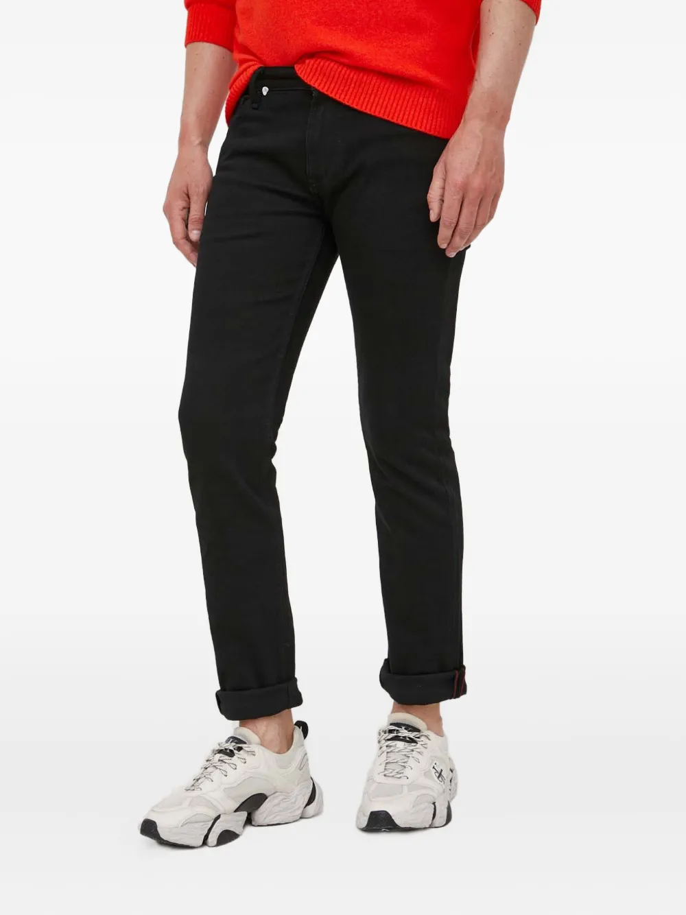 Guess Usa Logo-plaque Jeans In Black