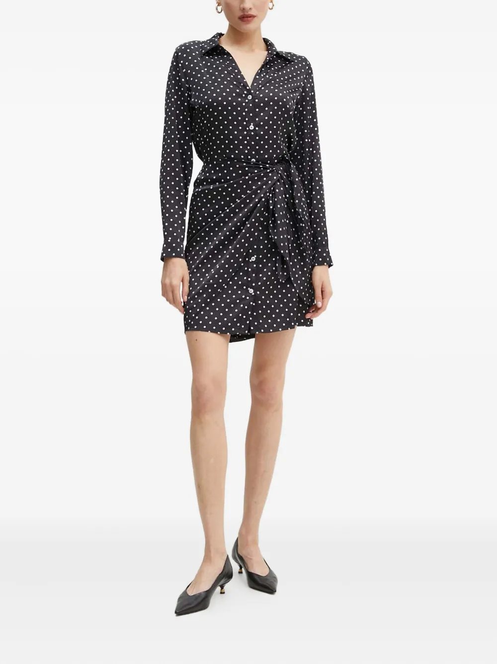 Guess Usa Polka-dot Tie Mini Dress In Blue