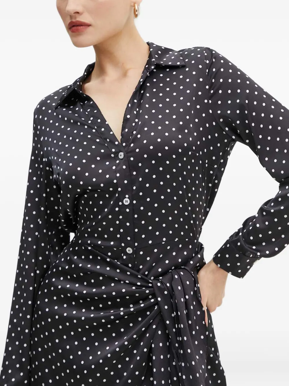 Guess Usa Polka-dot Tie Mini Dress In Blue